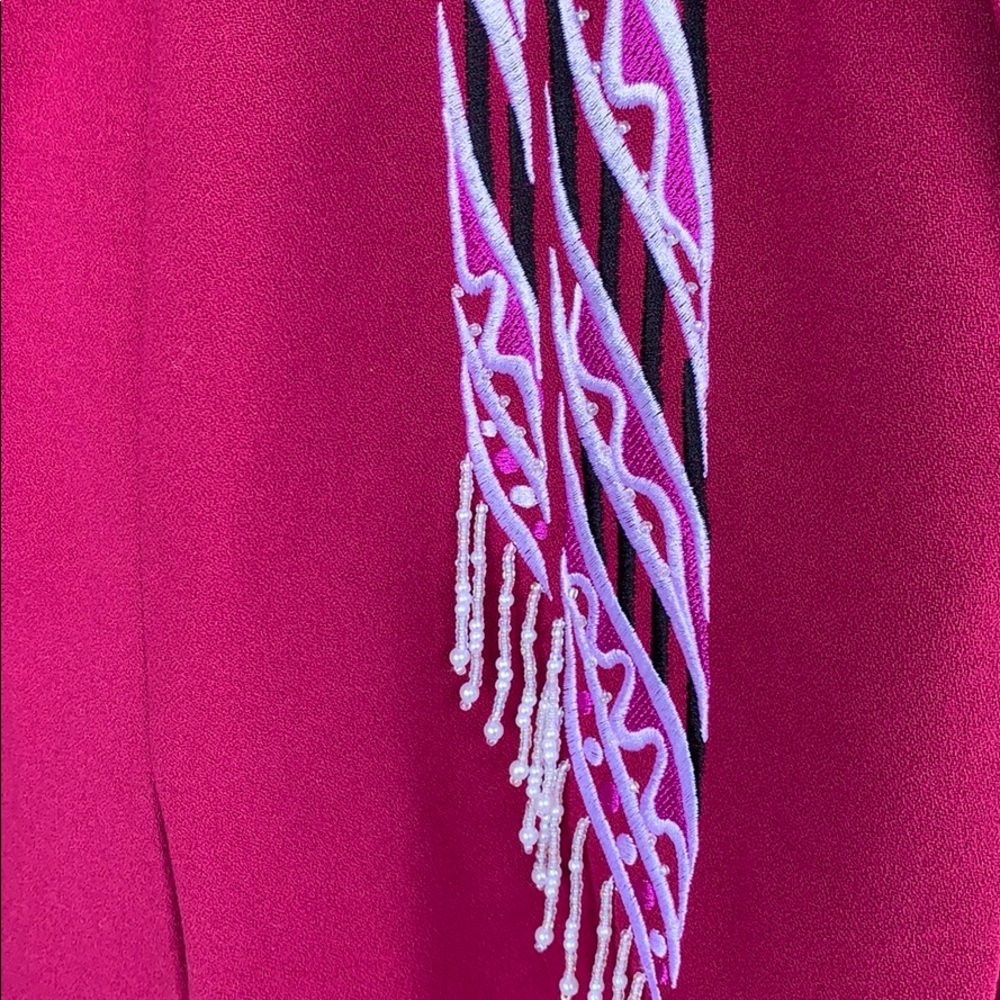 Bob Mackie Magenta Pink Wearable Art  Appliqué Blazer Jacket - Picture 7 of 12